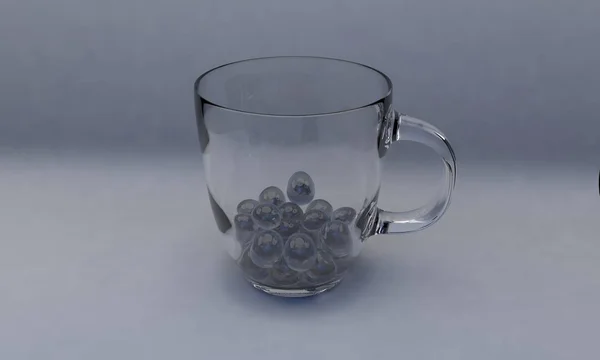 Кубок бистро стекло, стеклянные шары 3D рендеринг — стоковое фото
