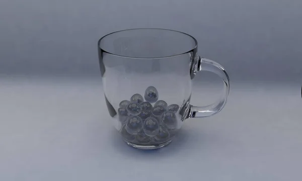 Bistro cam bardak, cam topları 3d render