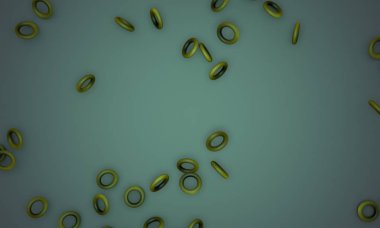 Paramparça sarı torus, örnek metin arka plan 3d render 