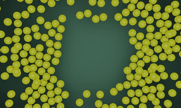 Objetos dispersos esfera amarilla, fondo 3d render — Foto de Stock