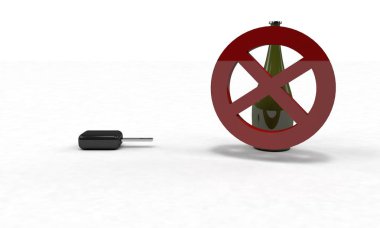 Yok içki ve sürücü, tehlike, 3d render 