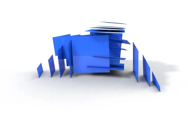 Absztrakt robbanás kék háttér kocka 3d render — Stock Fotó