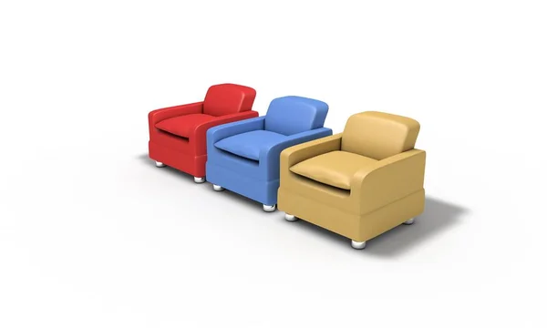 Háttér szín kiválasztása bőr kanapé, 3d render — Stock Fotó