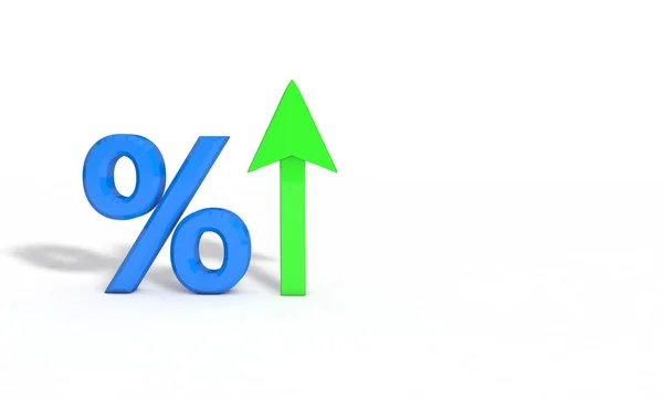 Verhoging van het percentage symbool, 3d render — Stockfoto