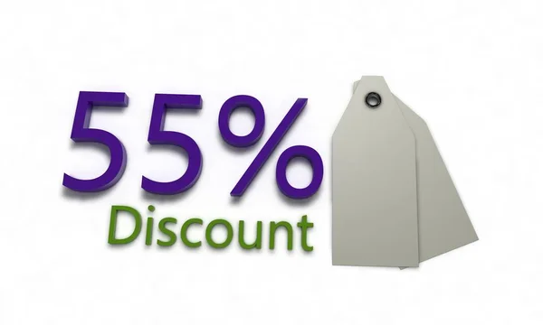 İndirim % 55 beyaz, 3d render