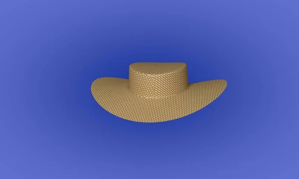 Sombrero de paja en el fondo azul, 3d render — Foto de Stock