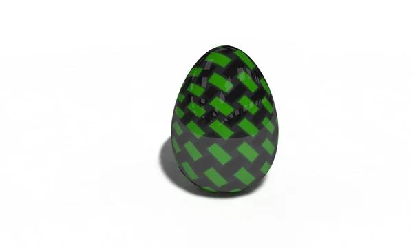 녹색 검은 달걀 흰색, 3d 렌더링 — 스톡 사진