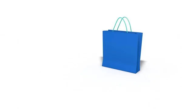 Bolso de compras azul en blanco, 3d render — Foto de Stock