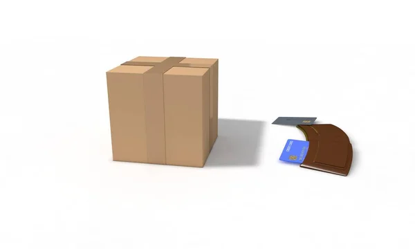 Kargo paketi ve alışveriş kavramı, 3d render