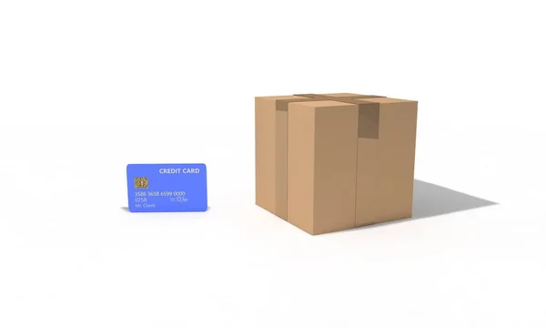 Pacote de carga de cartão de crédito em branco, renderização 3d — Fotografia de Stock