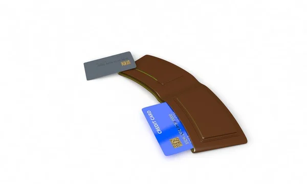 Cartera y tarjetas de crédito en blanco, 3d render — Foto de Stock