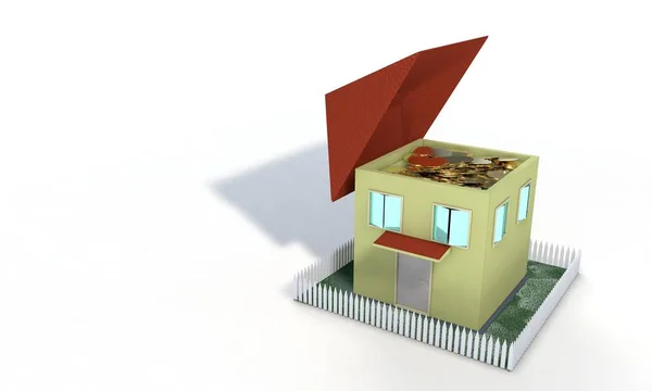 Conceito de investimento da casa, renderização 3d — Fotografia de Stock