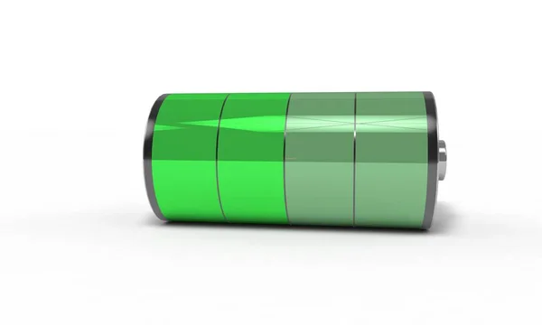 Mezzo di batteria ricaricabile, rendering 3d — Foto Stock
