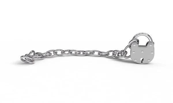 Lock and chain on the white, 3d render — Stock Photo, Image