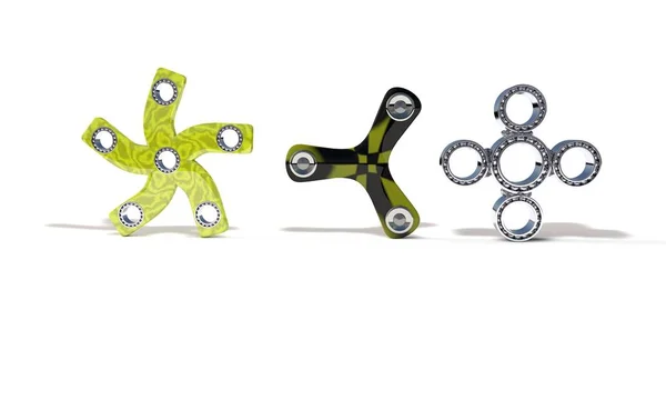 Spinner fidget classique et quatre couleurs, rendu 3d — Photo