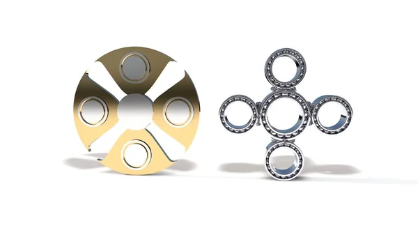 Clásico y titanio fidget spinner, 3d render — Foto de Stock