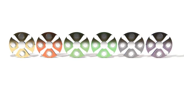 Renkli titanyum topluca spinner, 3d render
