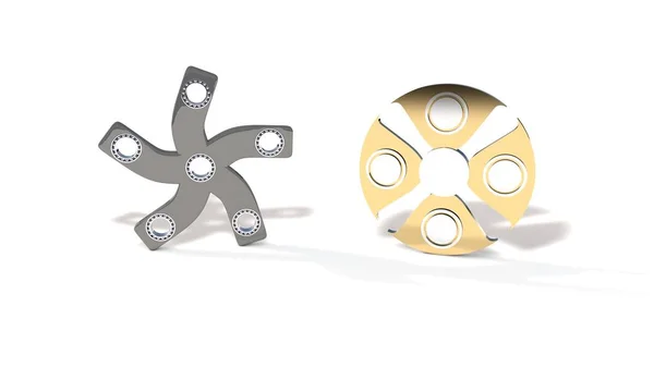 Fünfzeiler und Titan Fidget Spinner, 3D-Renderer — Stockfoto