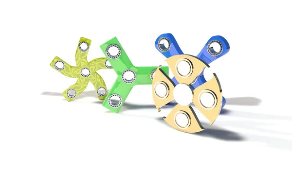 Popular fidget spinners de fondo, 3d render — Foto de Stock