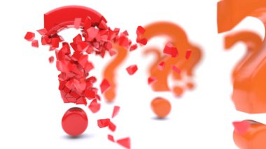 Parçalanmış soru işareti, 3d render