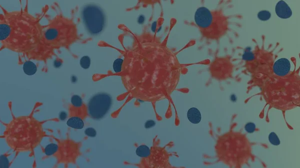 Los virus se encuentran en la sangre y antibacteriano, 3d renderizado — Foto de Stock
