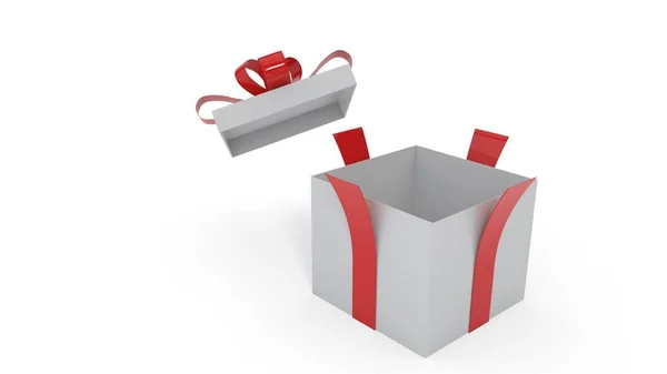 Opened gift package on the white background, 3d rendering — Stock Photo, Image