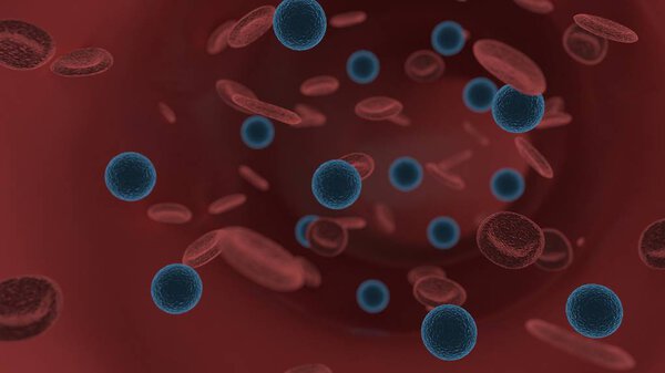 Внутривенные и красные кровяные тельца, 3d рендеринг

