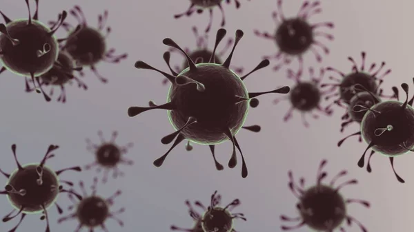 Mikroskopiska bilder av bakterier i lila, 3d-rendering Stockfoto