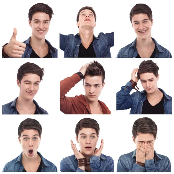 Young man multiple expressions Royalty Free Stock Photos