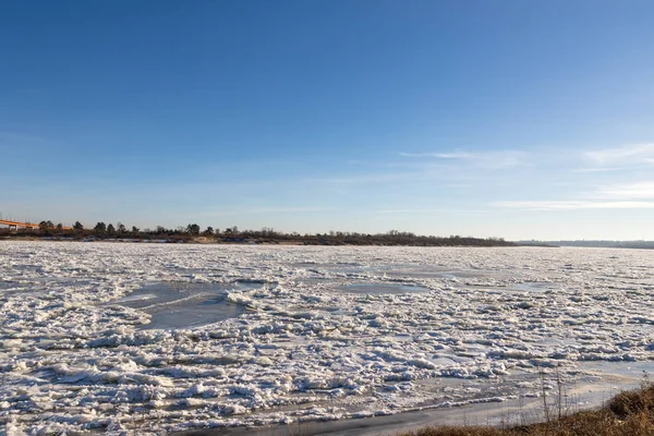 North River covered with ice — Stock Photo, Image