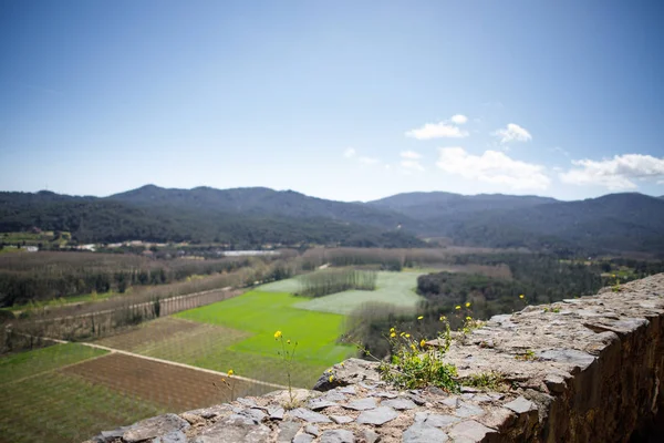 View of the sunset over the green valley — Stock Photo, Image