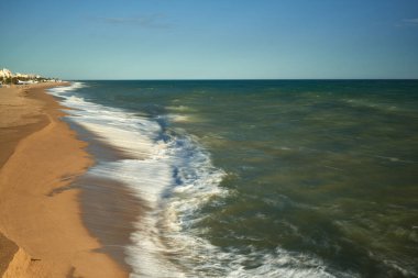 Waves sea coast beach storm.