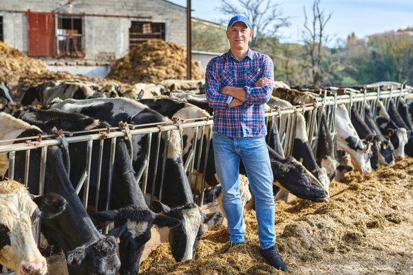 Portrait of a man on livestock ranches.