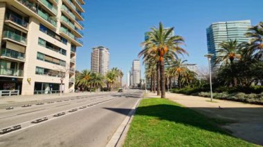 Barselona, İspanya - 23 Şubat 2020: Şehir manzarası.