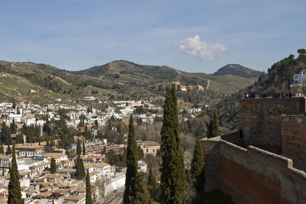 Granada View from Alhambra to Sacromonte Abbey — Stock Photo, Image