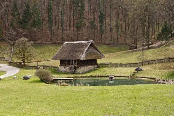 The Austrian Open-Air museum Stuebing near Graz: Barn and byre f — Stock Photo, Image