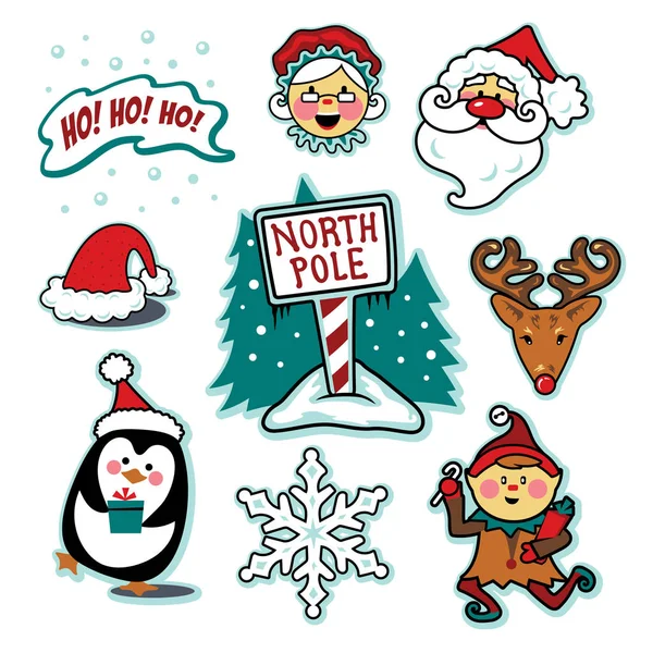 Kuzey Kutbu Noel Baba ve Noel illüstrasyon seti — Stok Vektör
