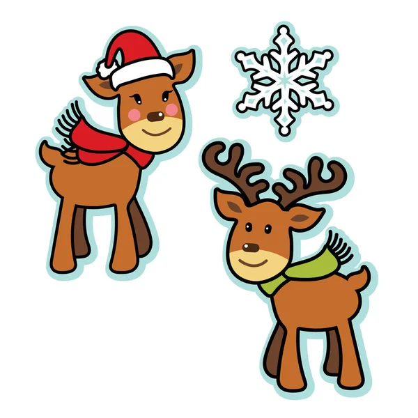 Симпатичный рождественский олень мальчик и девочка — стоковый вектор