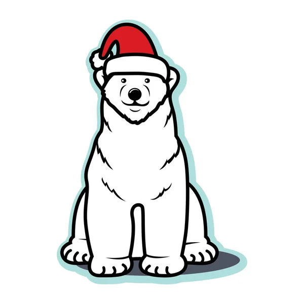 Oso polar blanco de Navidad con sombrero de Santa — Archivo Imágenes Vectoriales