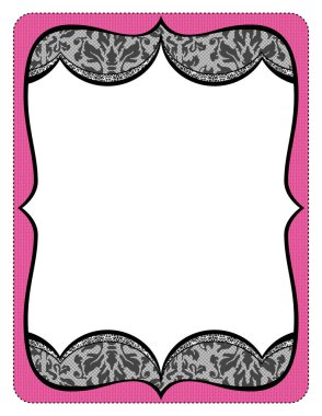 Siyah dantel ile süslü pink çerçeve çıktı