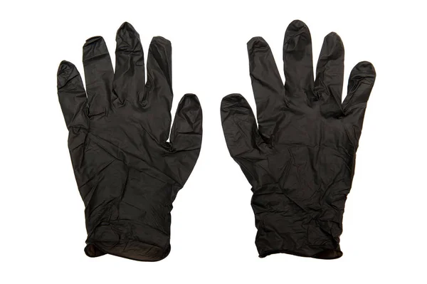 Combinatie Van Onderzoek Beschermende Zwarte Nitryle Wegwerphandschoenen Gebruikt Bij Covid — Stockfoto