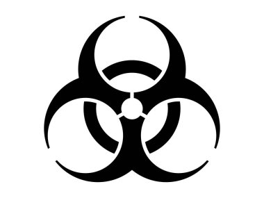 Biyolojik tehlike sembolü vektör çizimi. COVID-19 küresel koronavirüs SARS-CoV-2 saldırısında kullanılan şarkı.