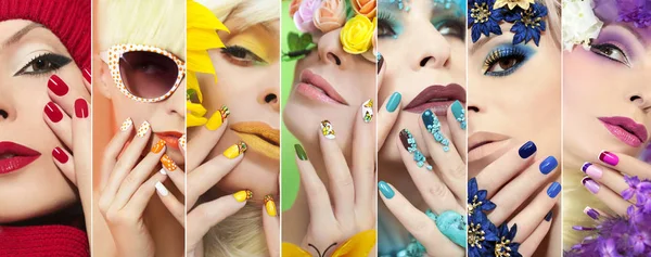 Regenboog gekleurde make-up en manicure. — Stockfoto