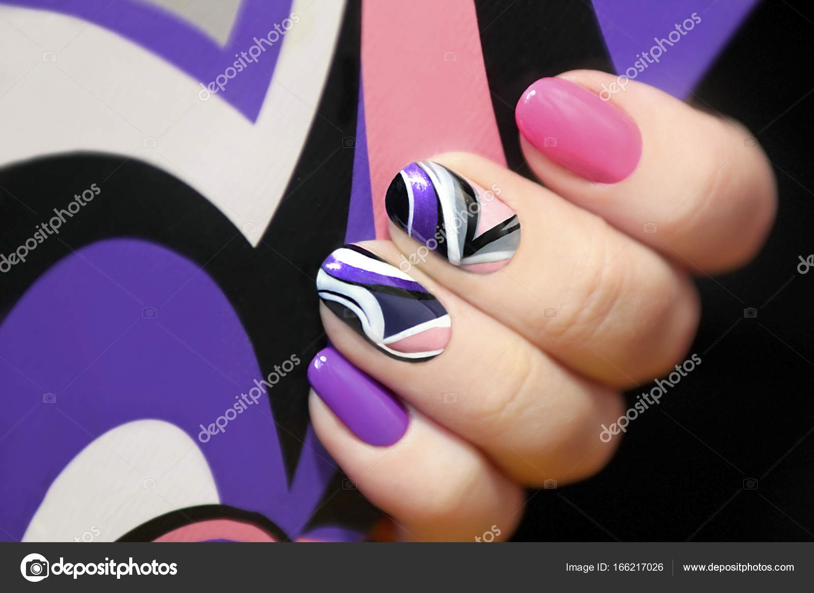 White with Purple & Gold Hearts Nail Wraps