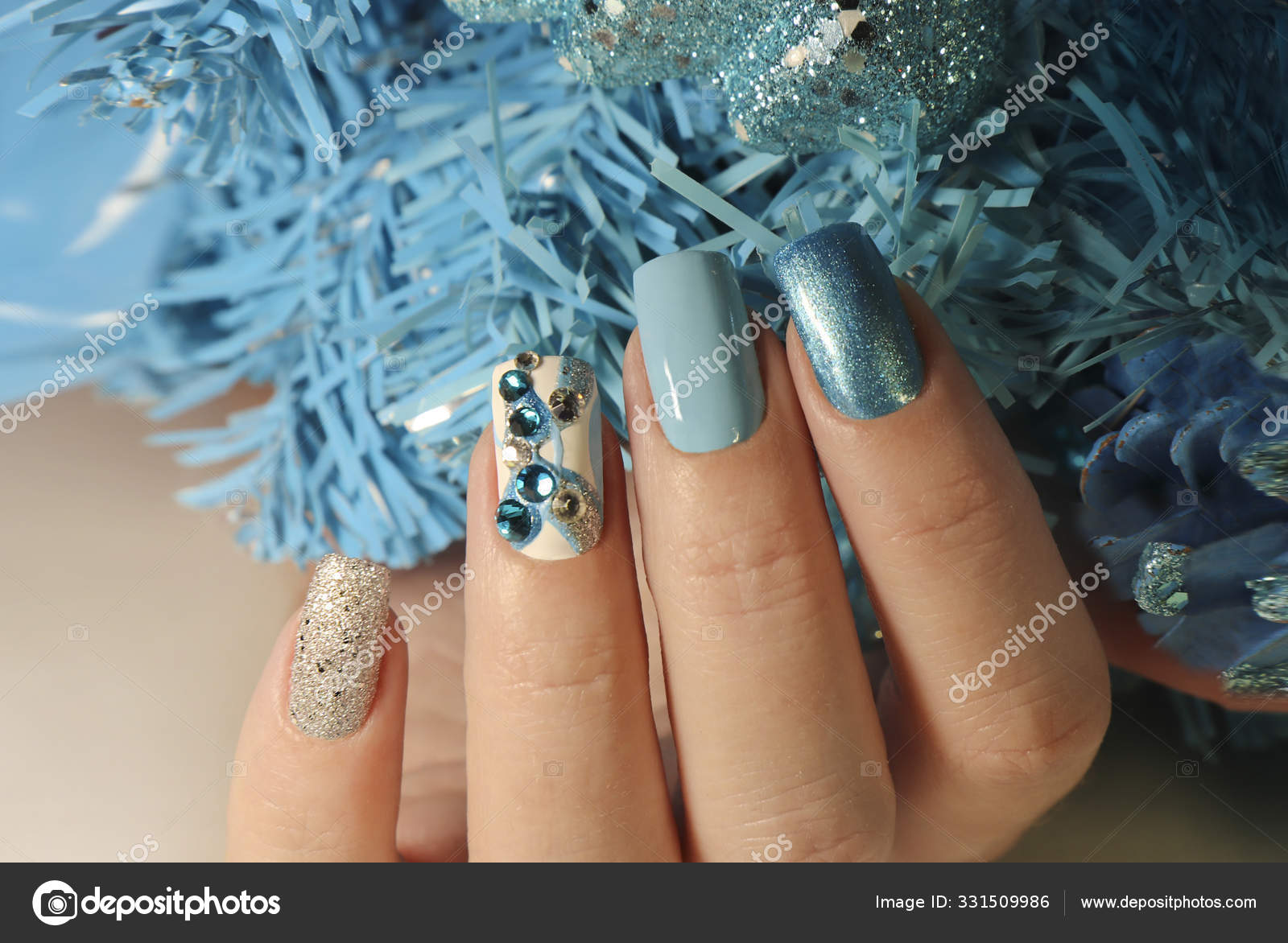 Christmas Winter Nail Design Different Colors Patterns Nail Polish Rhinestones Stock Photo by ©marigo 331509986 Christmas Winter Nail Design Different Colors Patterns Nail Polish Rhinestones Stock Photo by ©marigo 331509986