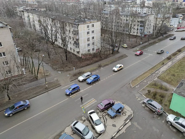 Street Parking Cars Different Models Parked House Road Day — Stock Photo, Image