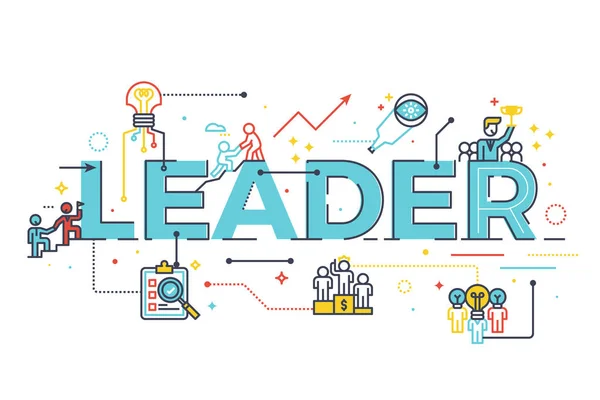 Mot de leader dans le concept de leadership d'entreprise — Image vectorielle