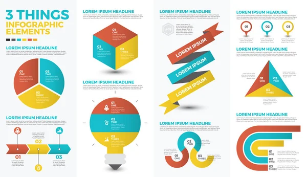 Three things infographic elements — Stock Vector