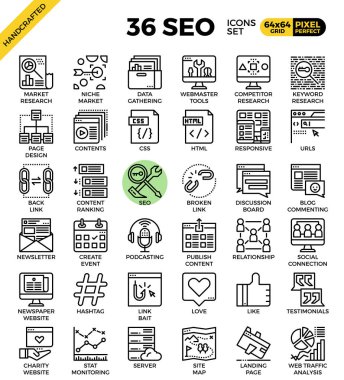 SEO - arama motoru optimizasyonu simgeler