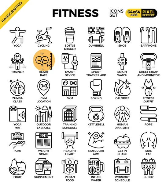 Conjunto de iconos de línea fitness — Vector de stock